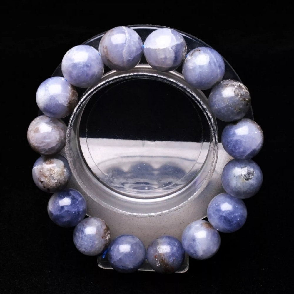 13.4mm Natural Tanzania Tanzanite Blue Zoisite Gemstone Beads Beaded Bracelet - Picture 2 of 8